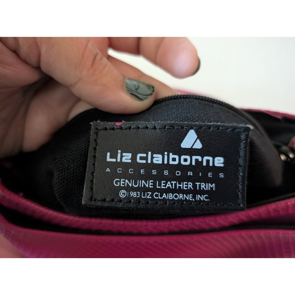 Vintage 1980's Liz Claiborne Fuchsia Pink Geometric Textured Crossbody Bag 1983 - Picture 12 of 14
